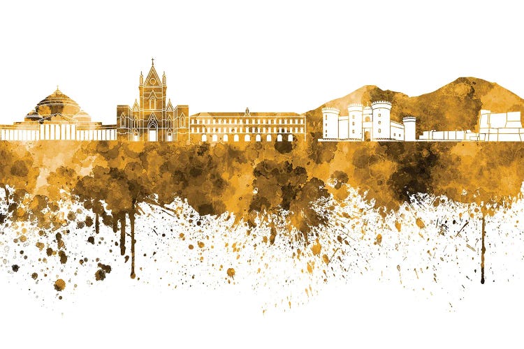 Naples Skyline In Orange by Paul Rommer wall art