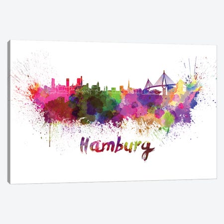 Hamburg Skyline In Watercolor Canvas Print #PUR317} by Paul Rommer Canvas Print