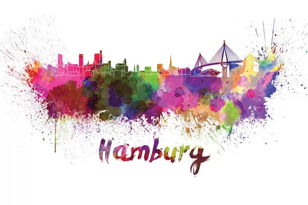 Hamburg: Hamburg Skyline In Watercolor by Paul Rommer