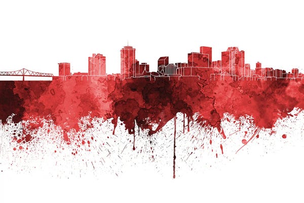 Louisiana: New Orleans Skyline In Red V-II by Paul Rommer