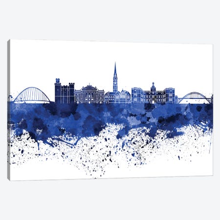 Newcastle Skyline In Blue Canvas Print #PUR3196} by Paul Rommer Canvas Wall Art