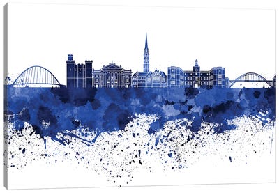 Newcastle Skyline In Blue Canvas Art Print
