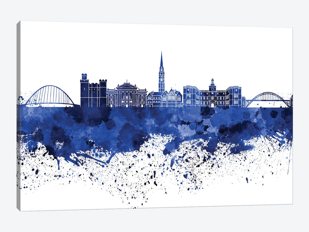 Newcastle Skyline In Blue 1-piece Canvas Artwork