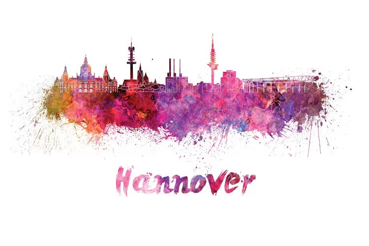 Hannover Skyline In Watercolor