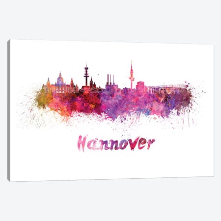 Hannover Skyline In Watercolor Canvas Print #PUR319} by Paul Rommer Canvas Artwork