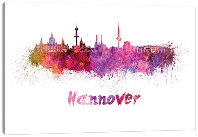 Hannover Skyline In Watercolor Canvas Art Print