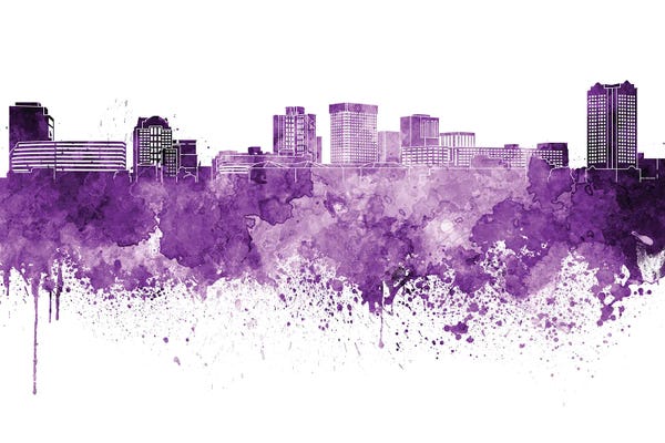 Norfolk: Norfolk Skyline In Lilac by Paul Rommer