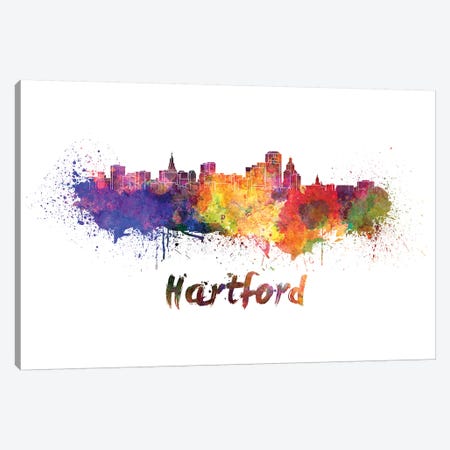 Hartford Skyline In Watercolor Canvas Print #PUR322} by Paul Rommer Canvas Print
