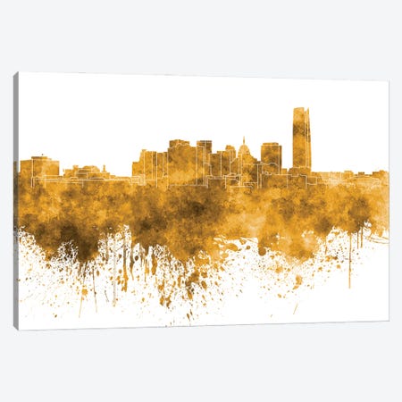 Oklahoma City Skyline In Orange Canvas Print #PUR3230} by Paul Rommer Canvas Art
