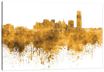 Oklahoma City Skyline In Orange Canvas Art Print - Oklahoma City