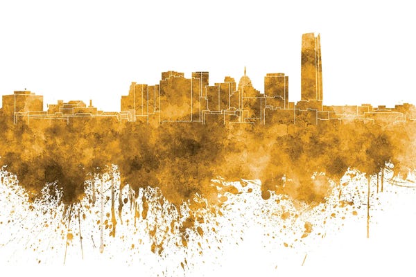 Oklahoma: Oklahoma City Skyline In Orange by Paul Rommer