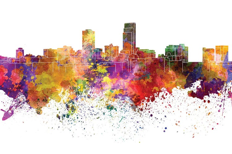 Omaha Skyline In Watercolor