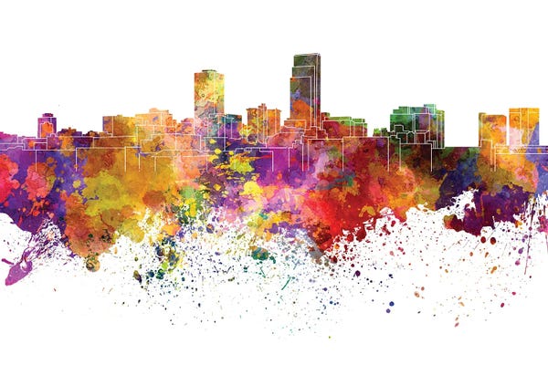 Omaha Skyline In Watercolor