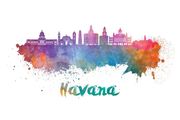 Havana: Havana Skyline In Watercolor II by Paul Rommer
