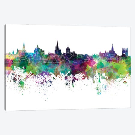 Oxford Skyline In Watercolor Canvas Print #PUR3251} by Paul Rommer Canvas Artwork