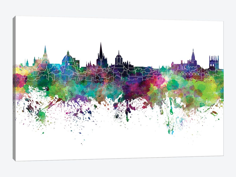 Oxford Skyline In Watercolor by Paul Rommer 1-piece Canvas Print