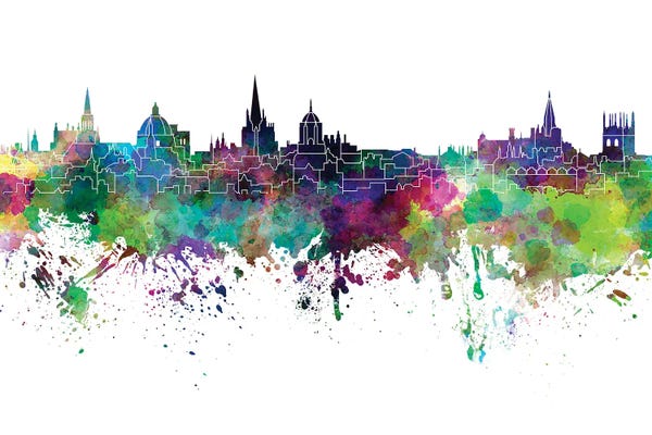 Oxford: Oxford Skyline In Watercolor by Paul Rommer