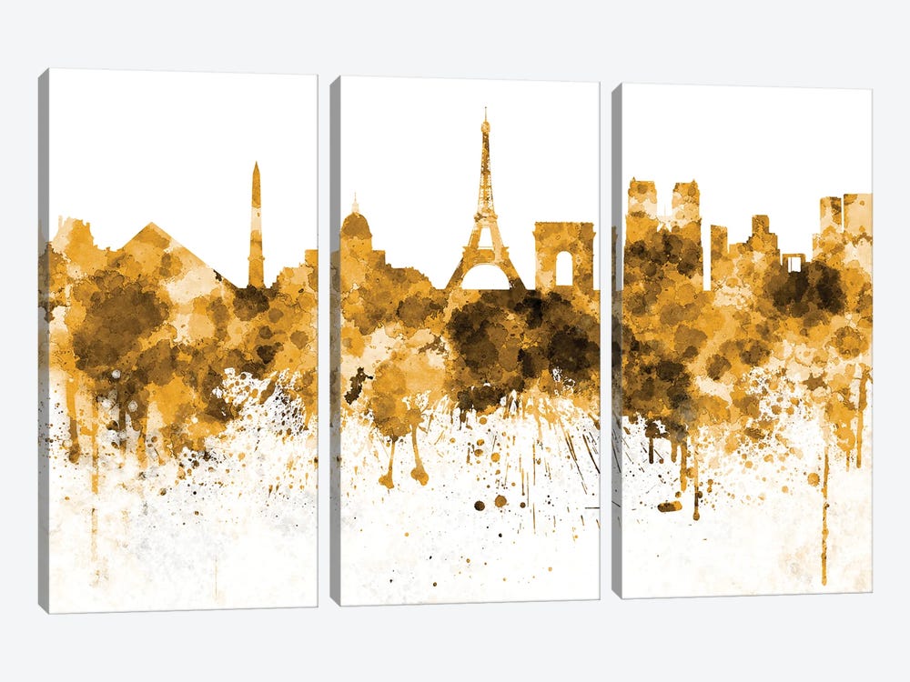 Paris Skyline In Orange by Paul Rommer 3-piece Art Print