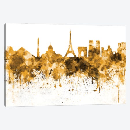 Paris Skyline In Orange Canvas Print #PUR3266} by Paul Rommer Canvas Artwork