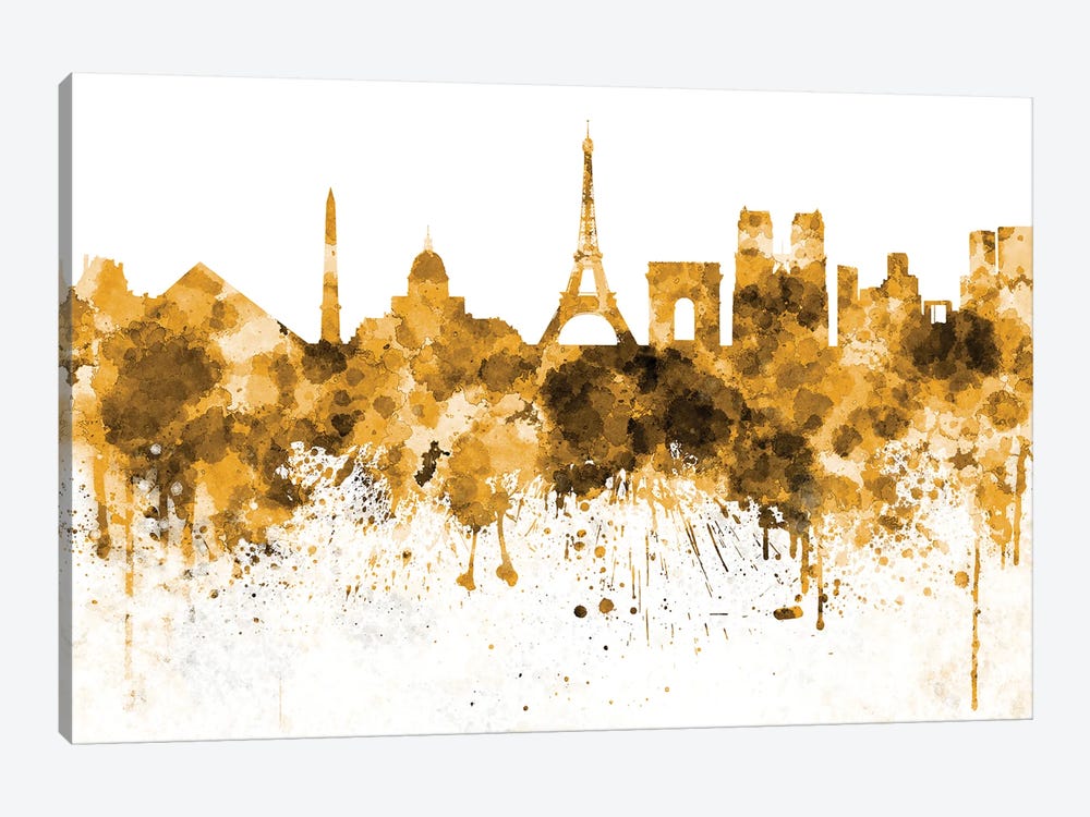Paris Skyline In Orange by Paul Rommer 1-piece Canvas Print