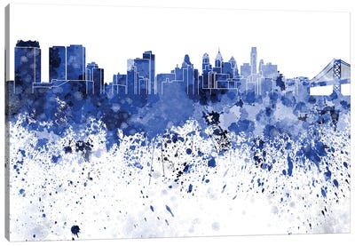 Philadelphia Skyline In Blue Canvas Art Print - Philadelphia Art