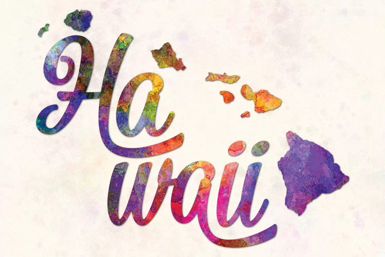 Hawaii US State In Watercolor Text Cut Out