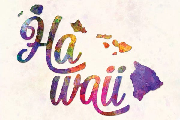 Hawaii US State In Watercolor Text Cut Out