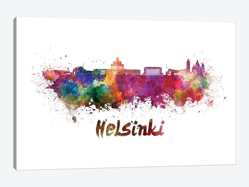 Helsinki Skyline In Watercolor by Paul Rommer 1-piece Canvas Art