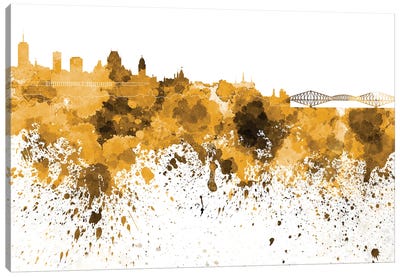 Quebec Skyline In Yellow Canvas Art Print