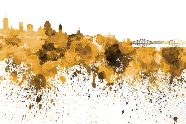 Quebec: Quebec Skyline In Yellow by Paul Rommer