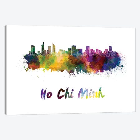 Ho Chi Minh Skyline In Watercolor Canvas Print #PUR331} by Paul Rommer Canvas Wall Art