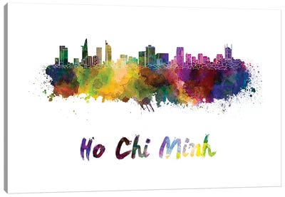 Ho Chi Minh Skyline In Watercolor Canvas Art Print - Vietnam Art