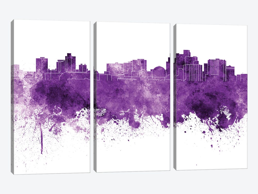 Reno Skyline In Lilac by Paul Rommer 3-piece Canvas Art Print