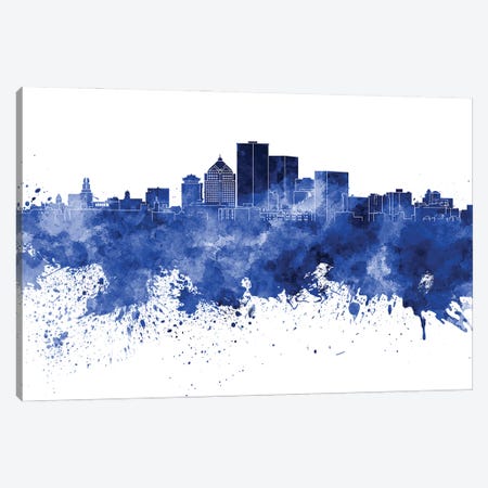 Rochester NY Skyline In Blue Canvas Print #PUR3352} by Paul Rommer Art Print
