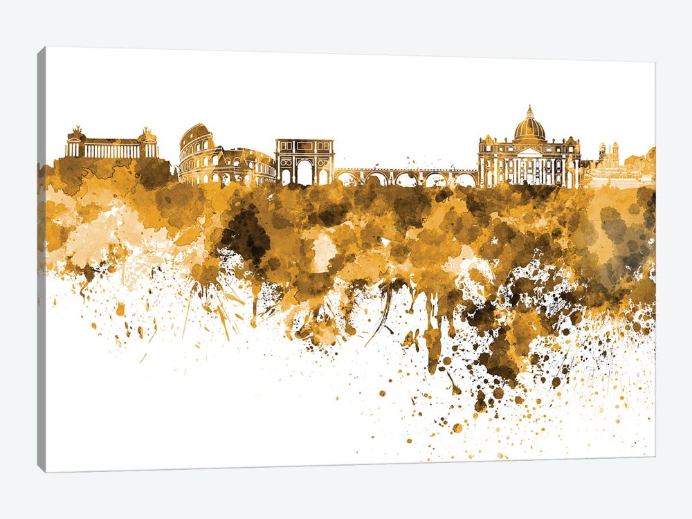 Rome Skyline In Orange by Paul Rommer 1-piece Art Print