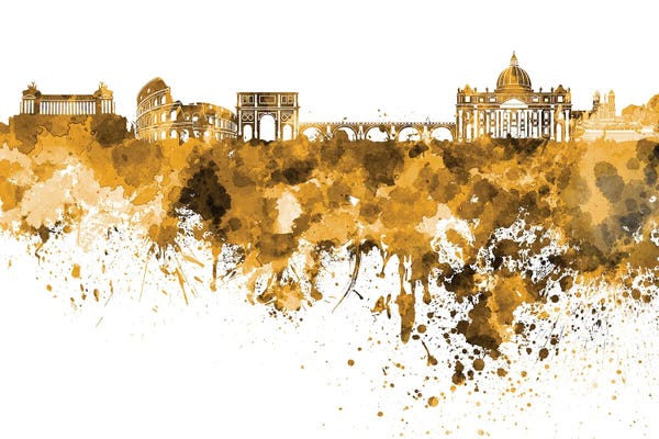 Rome Skylines: Rome Skyline In Orange by Paul Rommer