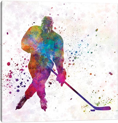 Hockey Skater III Canvas Art Print - Art Gifts for Kids & Teens