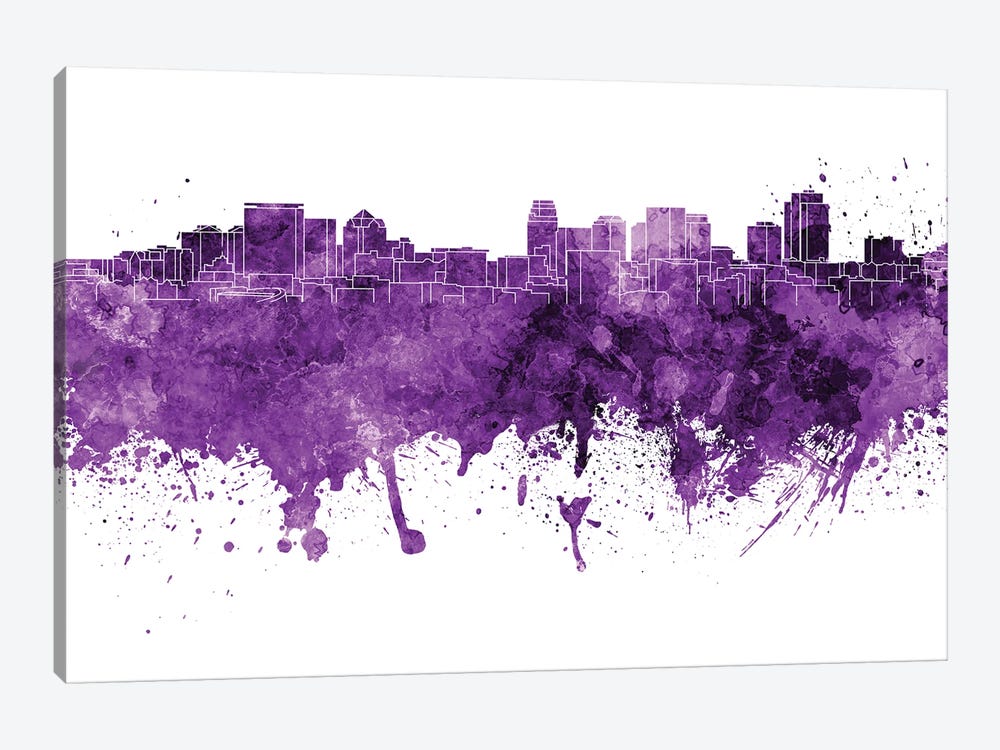 Salt Lake City Skyline In Lilac by Paul Rommer 1-piece Canvas Wall Art