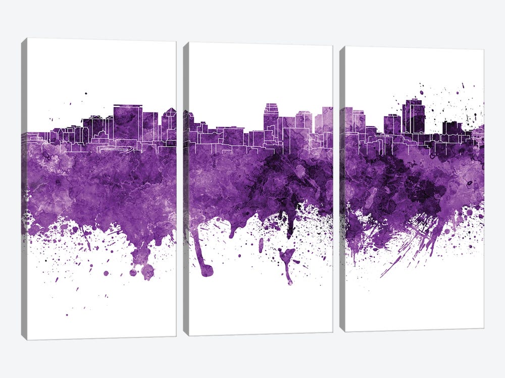 Salt Lake City Skyline In Lilac by Paul Rommer 3-piece Canvas Artwork