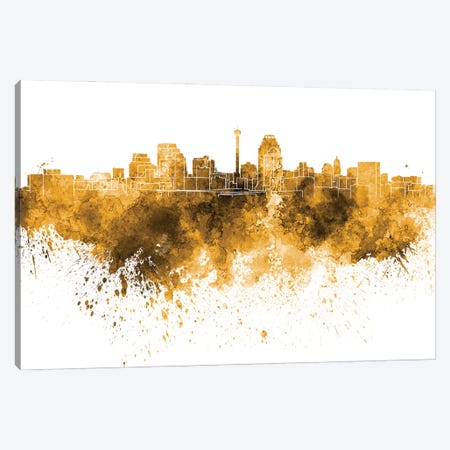 San Antonio Skyline In Orange Canvas Print #PUR3382} by Paul Rommer Canvas Artwork