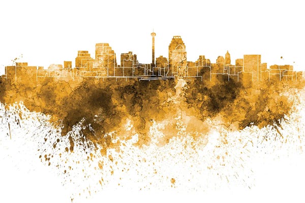 Fine Art Print: San Antonio Skyline In Orange by Paul Rommer