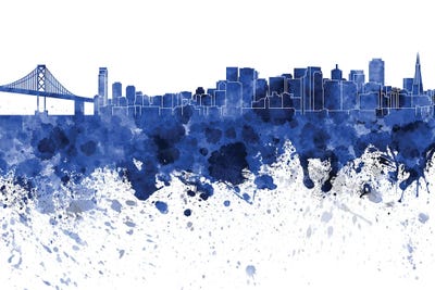 San Francisco Skyline In Blue by Paul Rommer canvas print