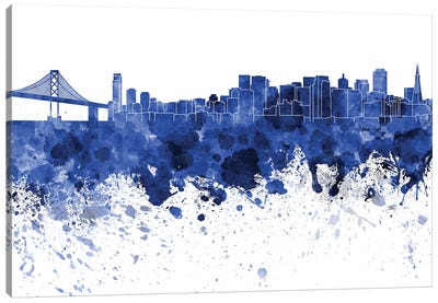 San Francisco Skyline In Blue Canvas Art Print - San Francisco Skylines