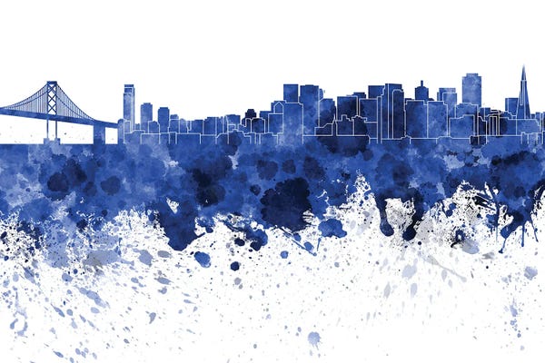 San Francisco Skylines: San Francisco Skyline In Blue by Paul Rommer