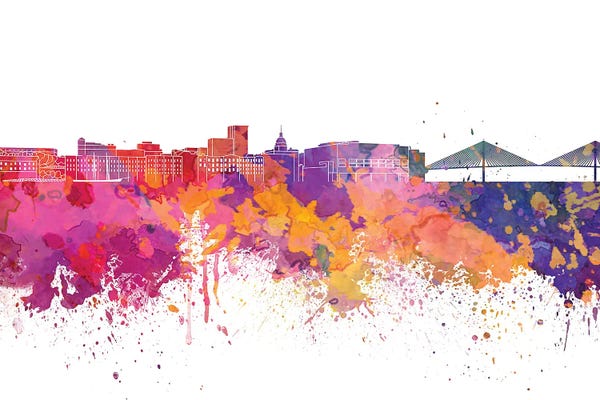 Savannah: Savannah Skyline In Watercolor by Paul Rommer