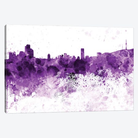 Seoul Skyline In Lilac Canvas Print #PUR3404} by Paul Rommer Canvas Artwork