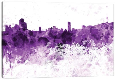 Seoul Skyline In Lilac Canvas Art Print - Seoul