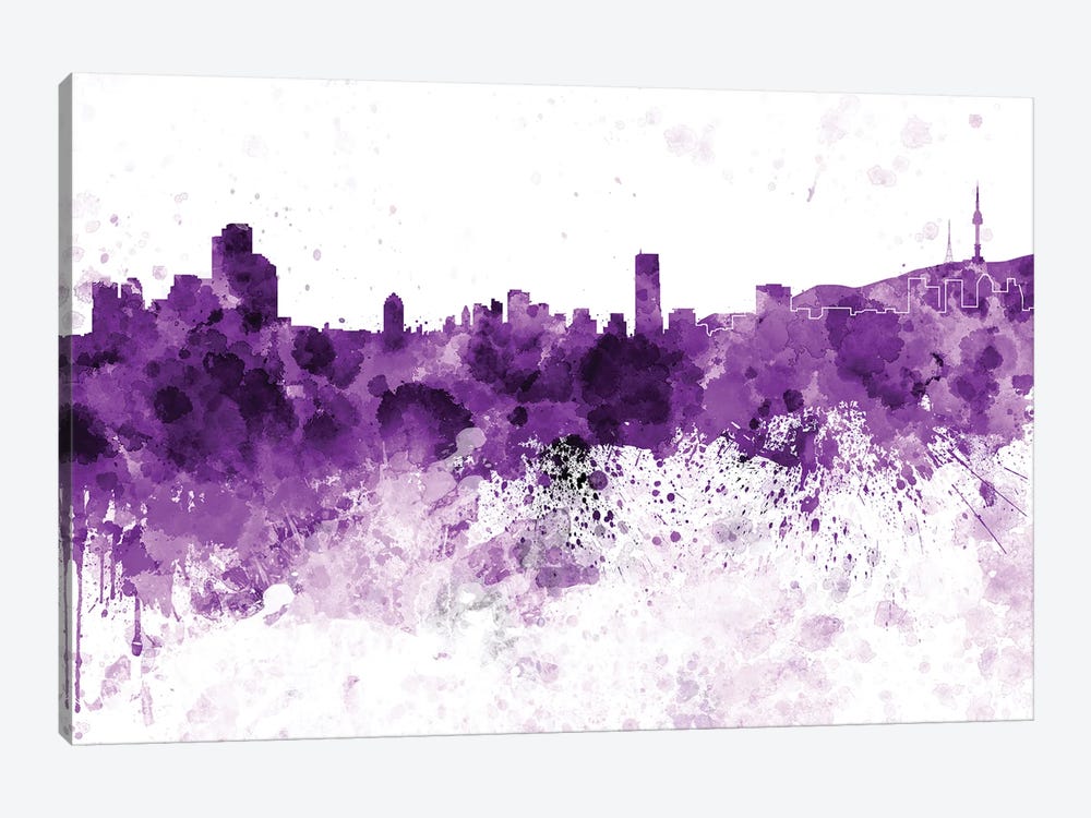 Seoul Skyline In Lilac by Paul Rommer 1-piece Canvas Art Print