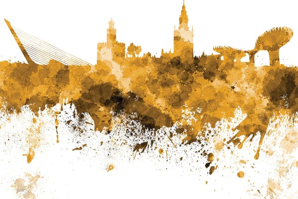 Seville: Seville Skyline In Orange by Paul Rommer