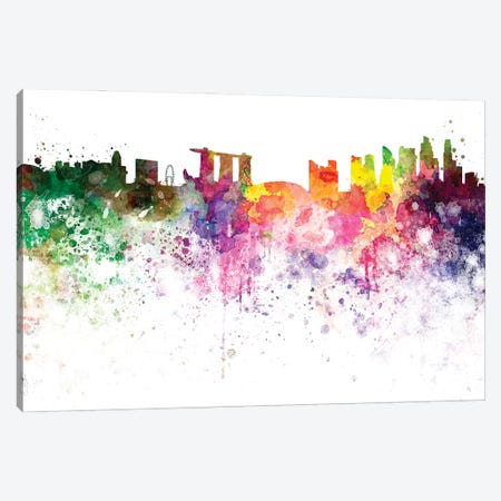 Singapore Skyline In Watercolor Canvas Print #PUR3422} by Paul Rommer Canvas Print